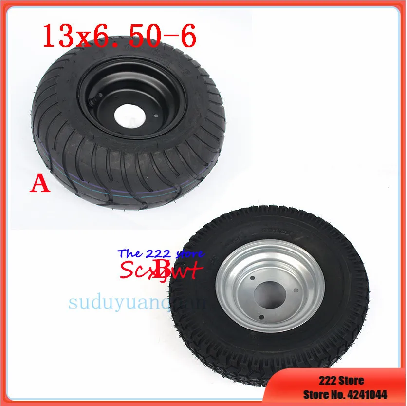 

13X6.50-6 tubeless wide tire and 6 inche alloy hub for four-wheel ATV Go-kart sightseeing car accessories 13 inch vacuum wheels