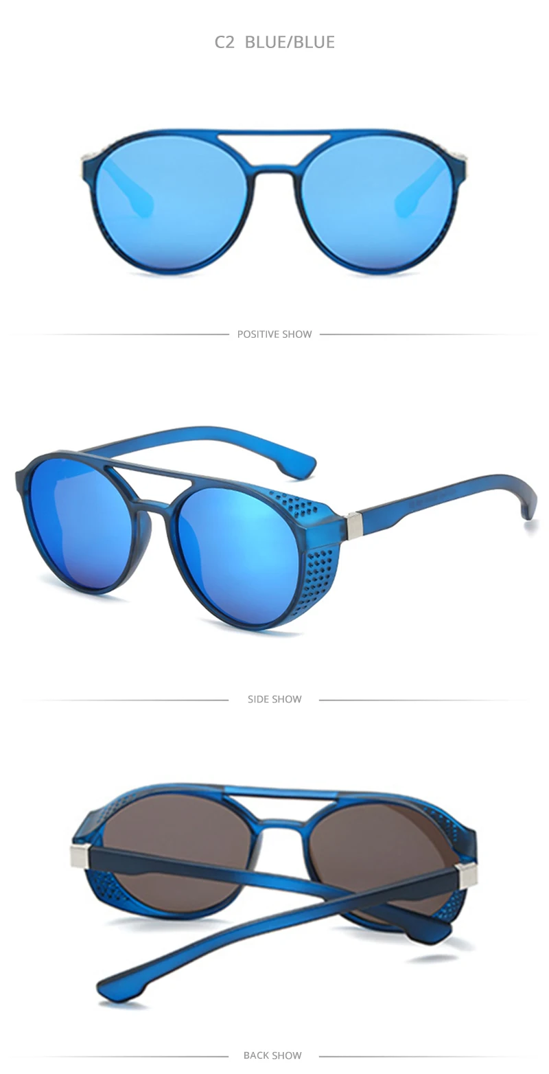 Klassische Steampunk Sonnenbrille Männer Mode Runde Brille Für Männliche Vintage Marke Designer Brillen Shades Outdoor UV400 – Detail 9