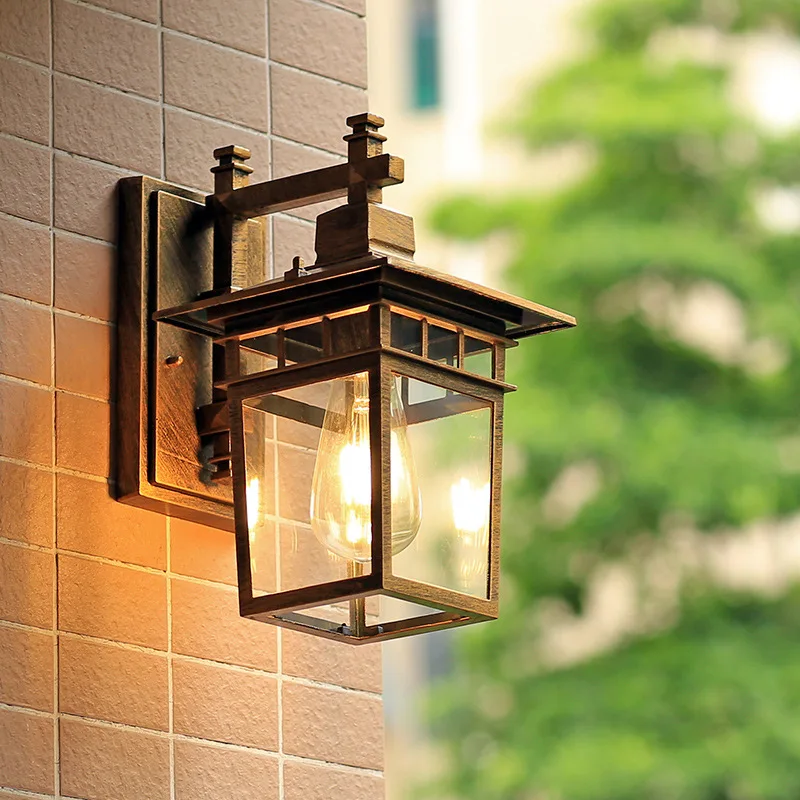 Imagem -02 - Outdoor Impermeável Lâmpada de Parede Garden Gateway Sconce Pátio Corredor Villa Bra Residencial Varanda Iluminação Retro E27