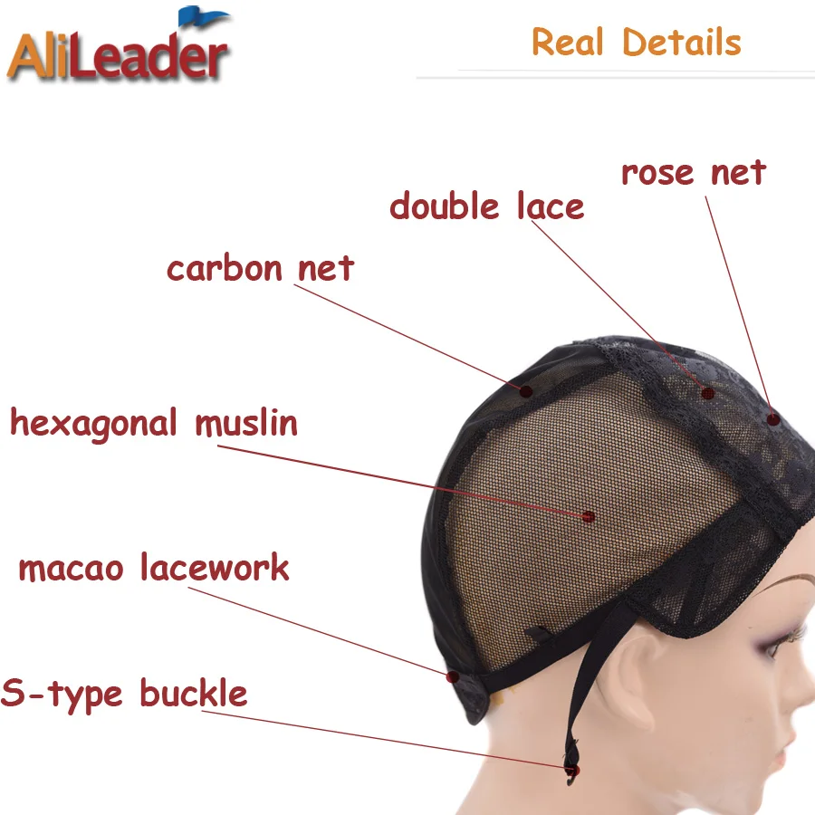 Alileader 1Pcs Lace Wig Cap For Making Wigs With Adjustable Straps Waving Cap Elastic Band For Wigs Stretchable Double Lace Nets