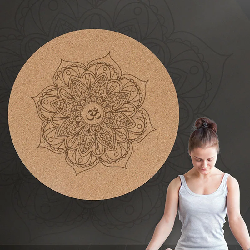 Yoga Mat Little Round Cork Rubber 60x60cmx3mm Non Slip Yoga Cushion Meditation Cushion Pad Pilates Pad for Home Outdoor YS-BUY