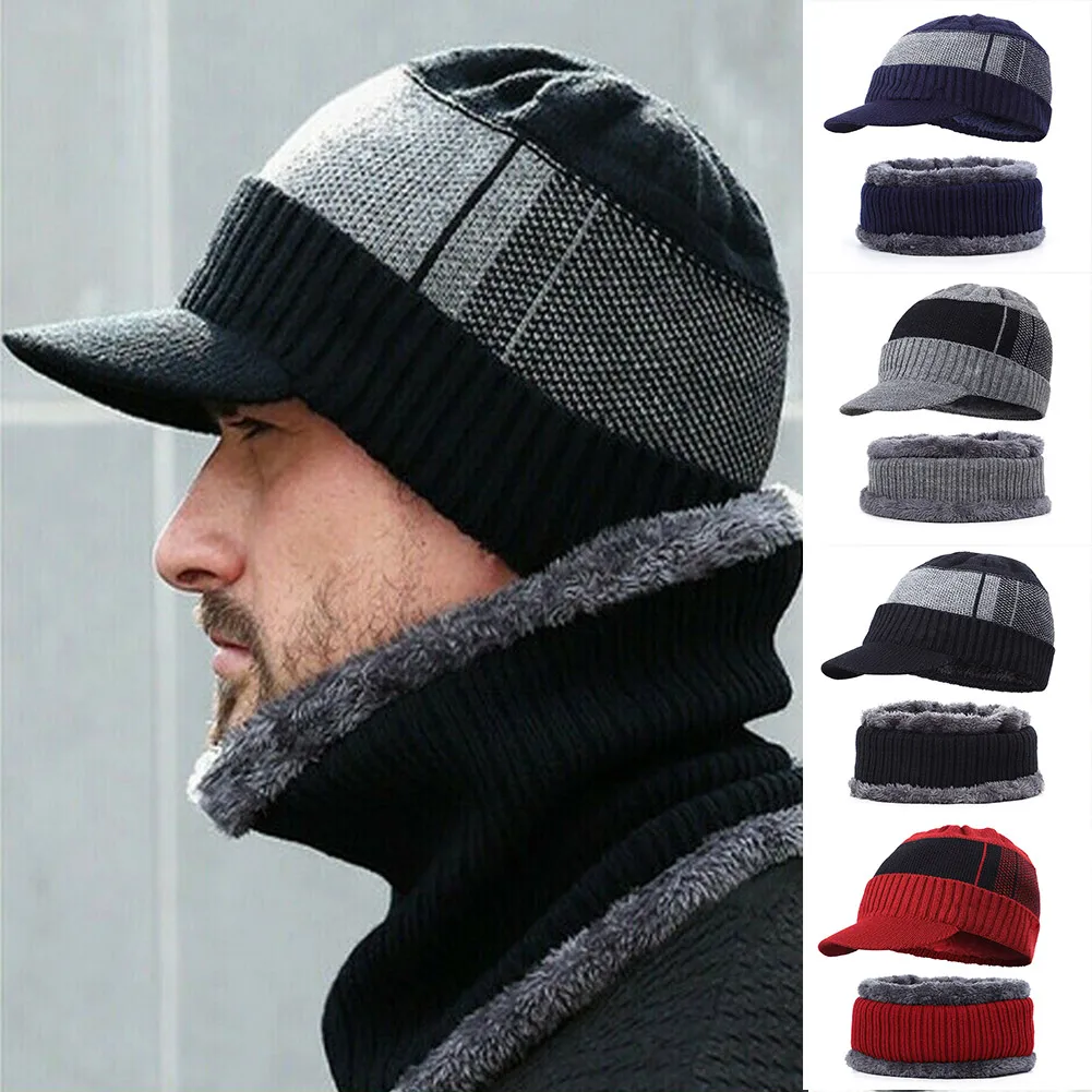 Nón Len Mùa Đông Mũ Ấm Áp Đan Áo Lông Cừu Nắp Mềm Mại Thoáng Khí Với Khăn Vòng Bộ Casquette Homme