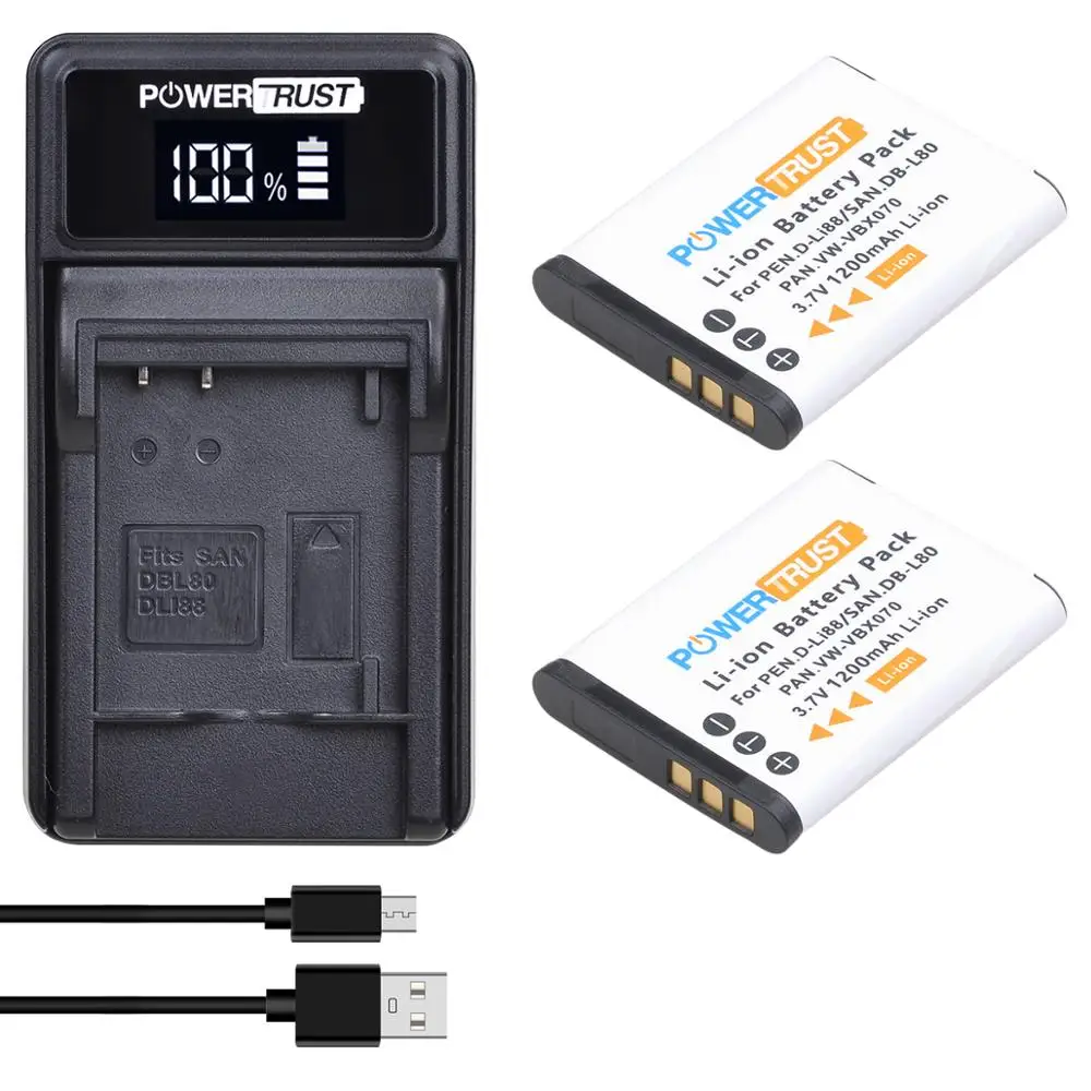D-LI88 DLI88 DBL80 Camera Battery and Charger for Sanyo Xacti DMX