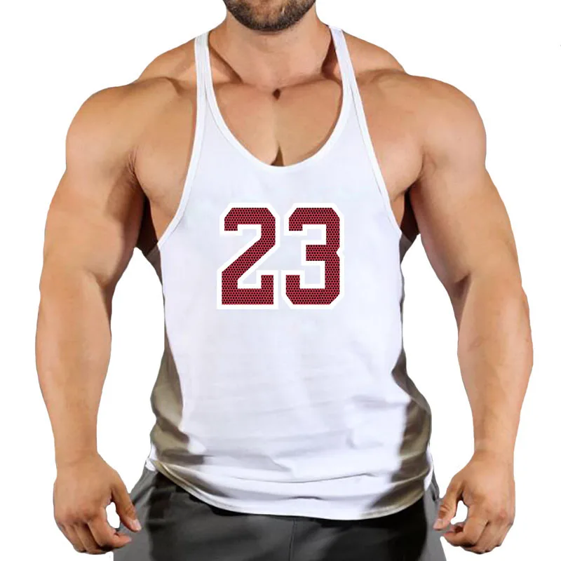 

2021 New Muscular Men's Cotton Gym Vest Men's Sleeveless Vest Boys Bodybuilding Clothing Undershirt Fitness Stringing Tank Tops