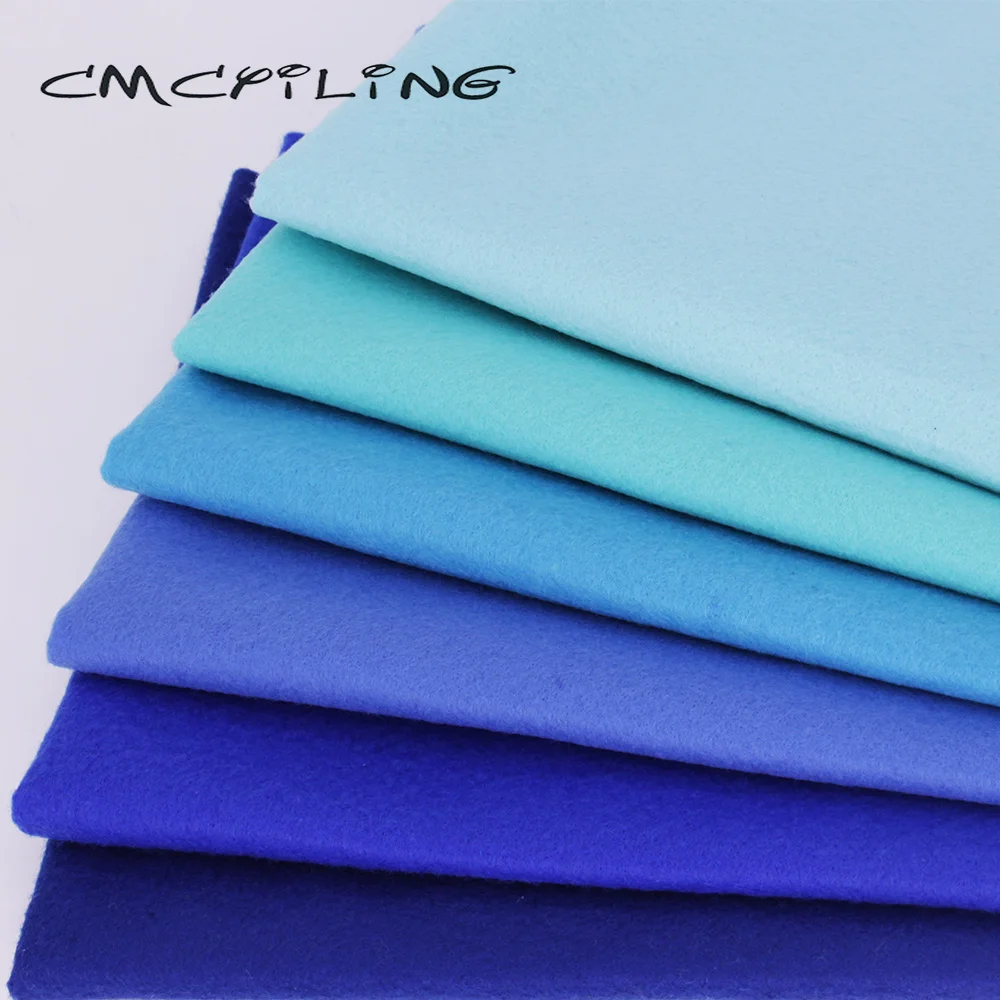 CMCYILING High Density Soft Felt Fabric For Handmade DIY Sewing Dolls Crafts ,Blue Non-Woven Set, Polyester Cloth