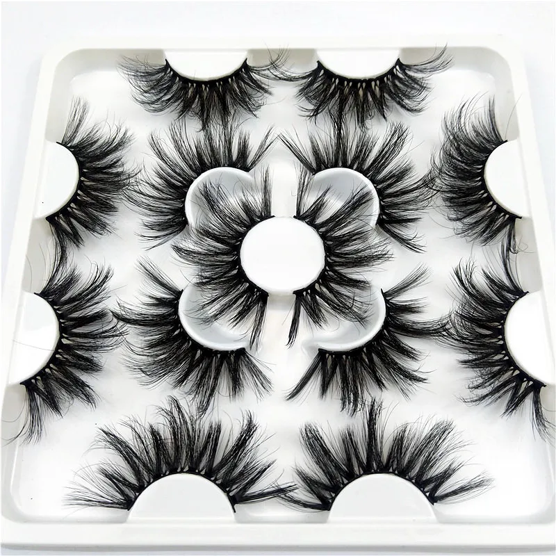 MIOFIA 7쌍 두꺼운 속눈썹 연장 25mm 인조 밍크 속눈썹 동물 학대 없이 도매 가짜 속눈썹 메이크업 도구