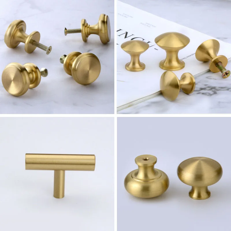 KAK Brass Furniture Handles Copper Cabinet Knobs Wardrobe Dresser Drawer Knobs Kitchen Cupboard Chinese Style Door Handle Pulls