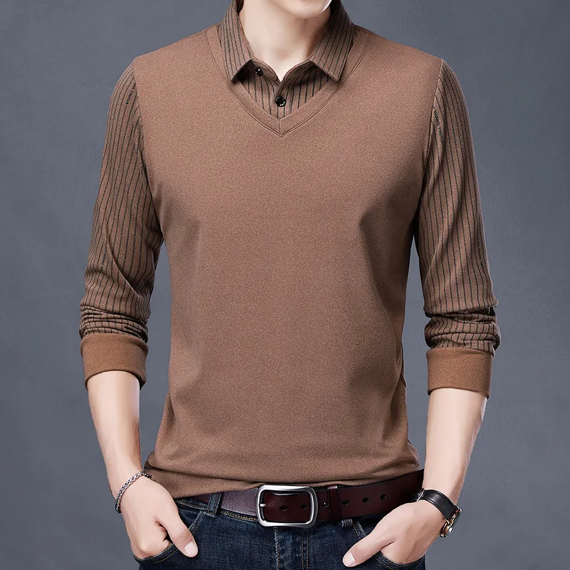 

2021 Spring Autumn Man Tops Long Sleeve Polo Shirt Thicken Warm Multicolor Business Outdoor Simple All-match Fashion Casual Tees