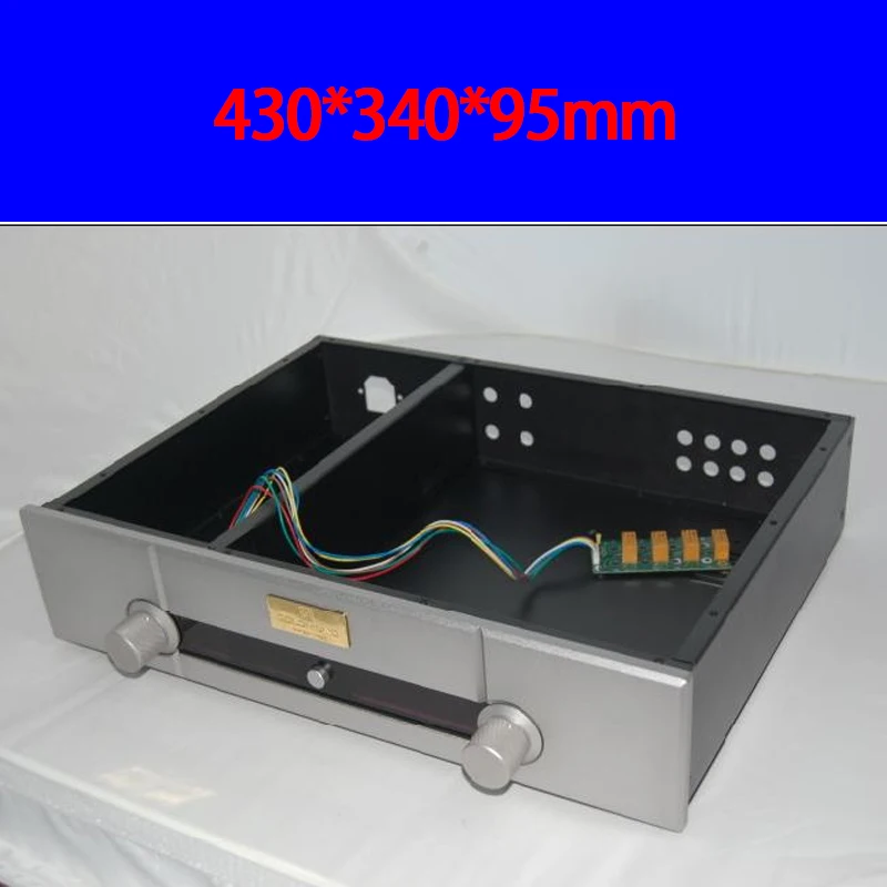 KYYSLB 430*340*95mm Imitation Gaowen Qianmian Amplifier Chassis Box House DIY Enclosure with Feet Knob Amplifier Case Shell