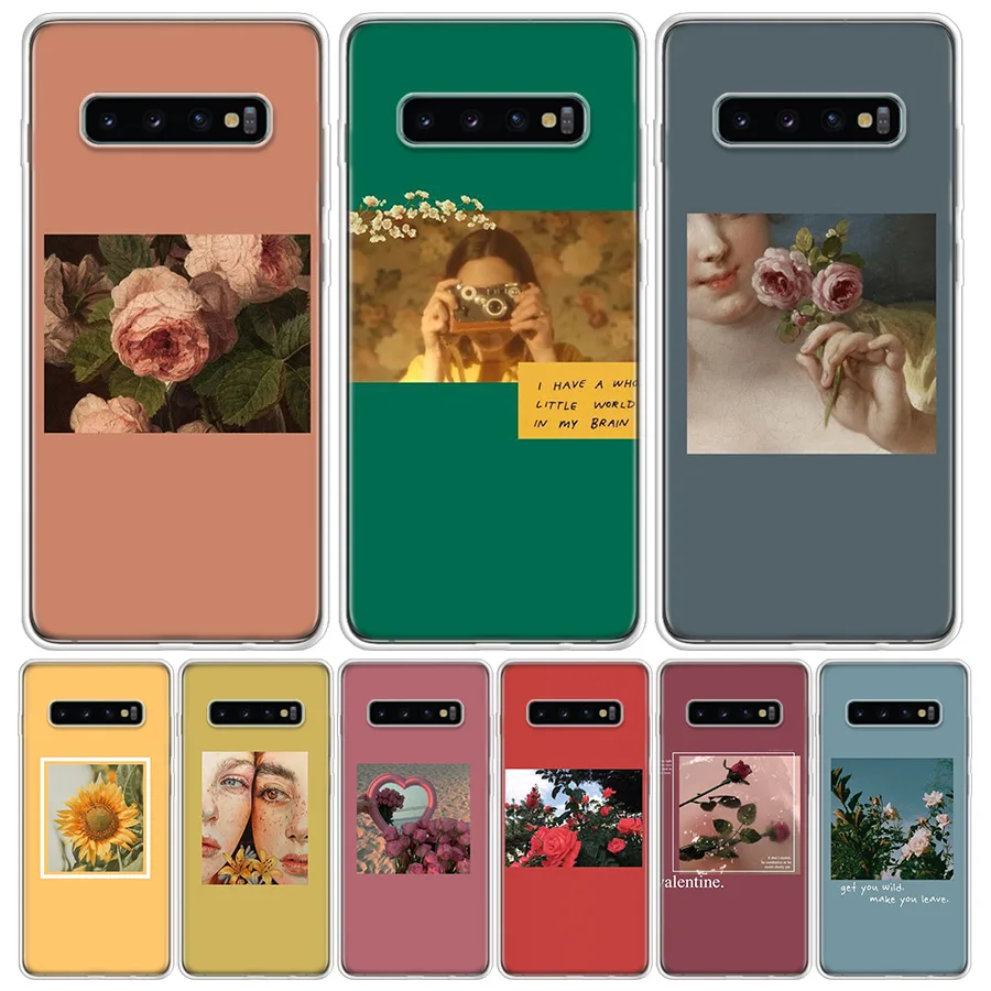 Great Aesthetic art Pink Yellow Sunflower Rose Soft Soft Phone Case for Samsung Galaxy A51 A71 A41 A31 A21S A11 A10 A20E A30 A40