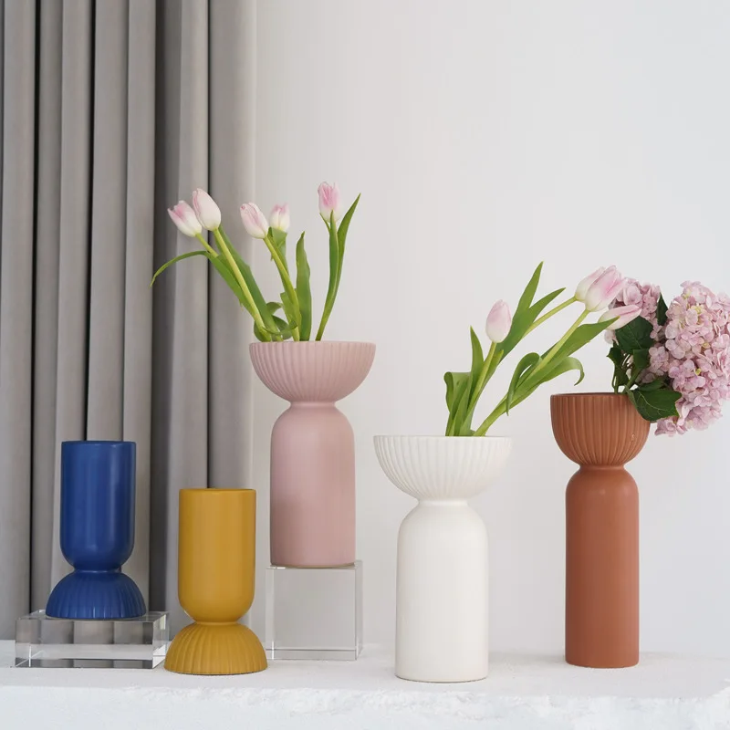 

Nordic Lantern Vase Ceramic Accessories Home Livingroom Desktop Furnishing Crafts Hotel Club Dining Table Figurines Decoration