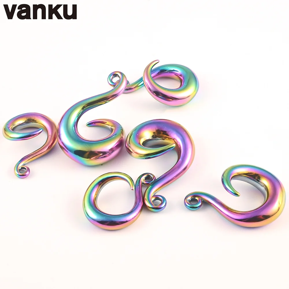 Vanku 2pcs Stainless Steel DIY Ear Weight Hooks Dangle Earring Ear Plug Tunnels Expander Stretchers Piercing Body Jewelry