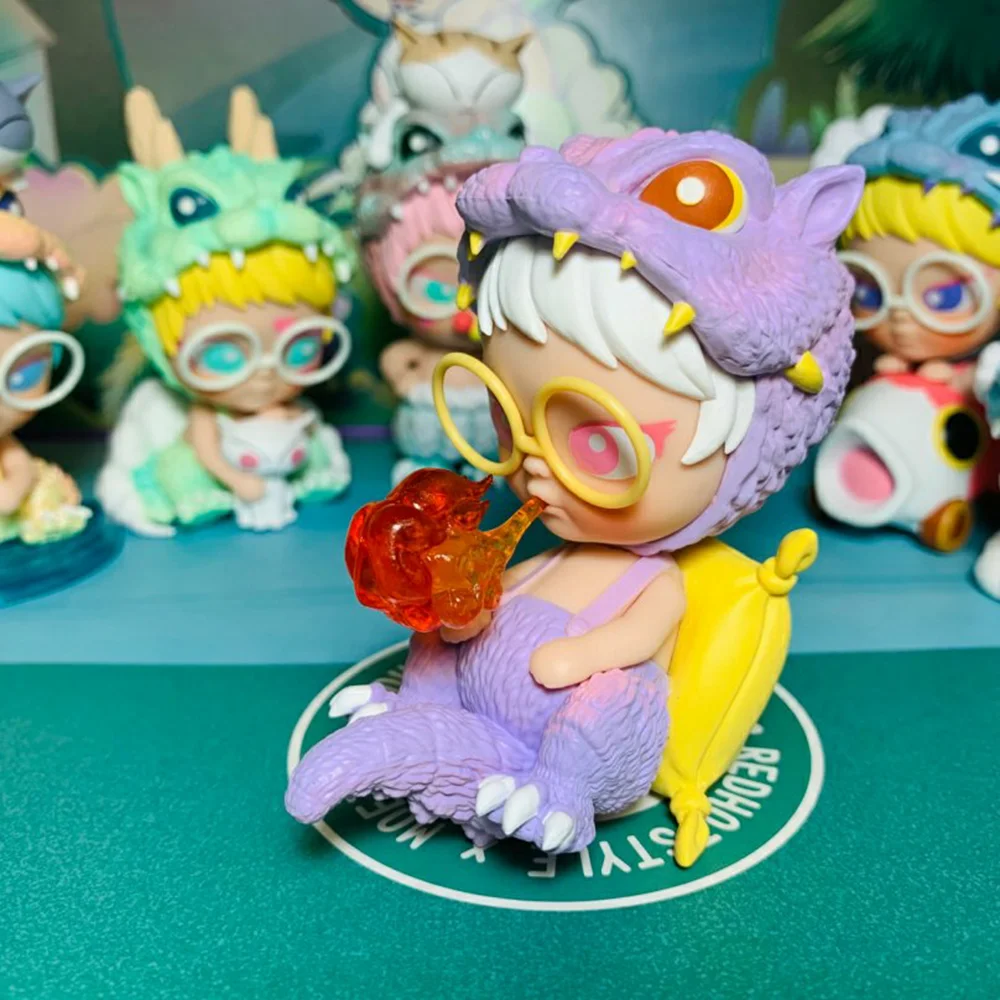 Kawaii-insignia de Puffs pequeños, figuritas de la serie del reino secreto de la jungla, caja ciega de tendencia, juguetes hechos a mano, figuras de moda