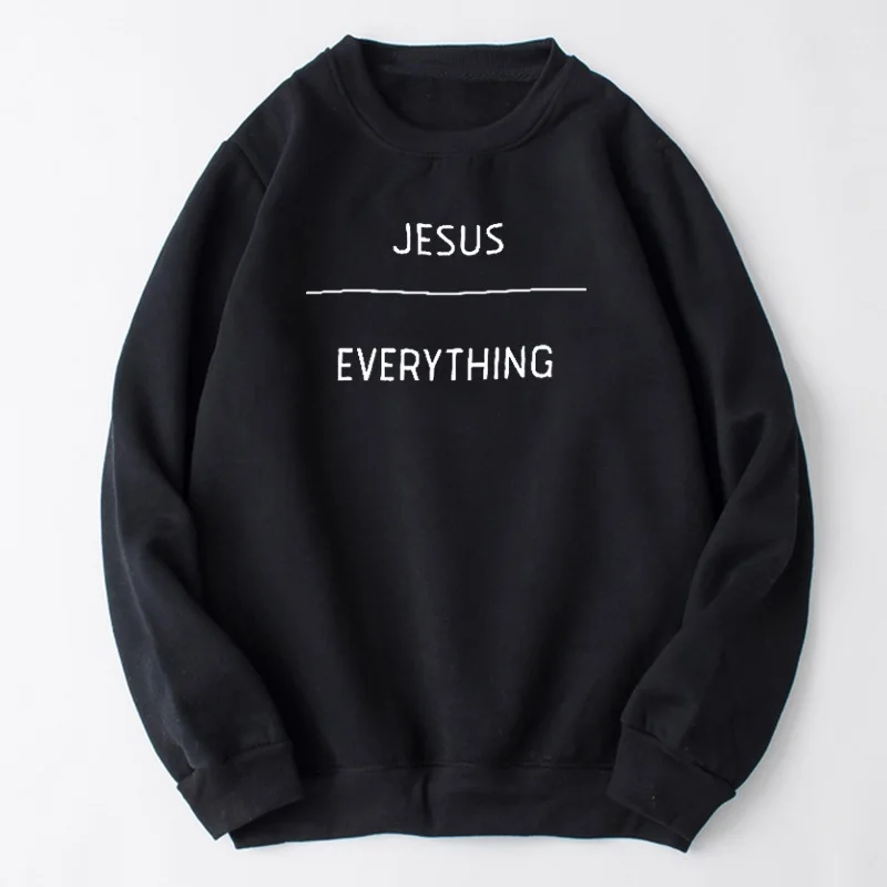 

Jesus Everything Graphic Harajuku 100% Cotton Sweatshirt Women Fashion Aesthetic Christian Pullover Casual Long Sleeve Tops