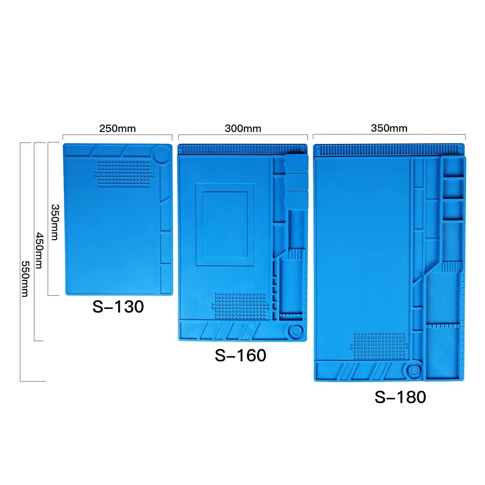 Soldering Mat Heat-Resistant Repair Working Silicone Pad with Magnetic Groove Adsorption Screw Storage Grid for Phone PC Repair