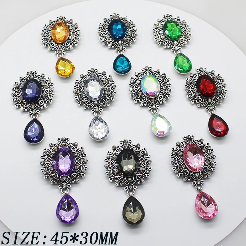 New product 5pcs/lot hot selling 30 * 55MM metal rhinestone brooch DIY super flash jewelry sewing decoration banquet making