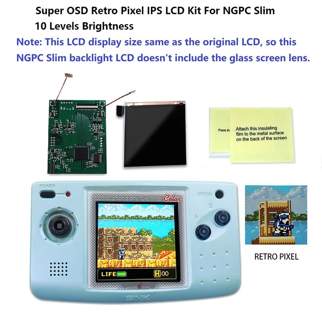 スーパーosdバージョン大画面ips液晶ngpcためスリムバックライトlcd neogeoポケット色スリムゲームコンソール - AliExpress