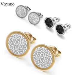 Fashion Good CZ Crystal Gold-Color Stainless Steel Stud Earrings For Women Gift Hypoallergenic Wedding Party Pendientes Jewelry