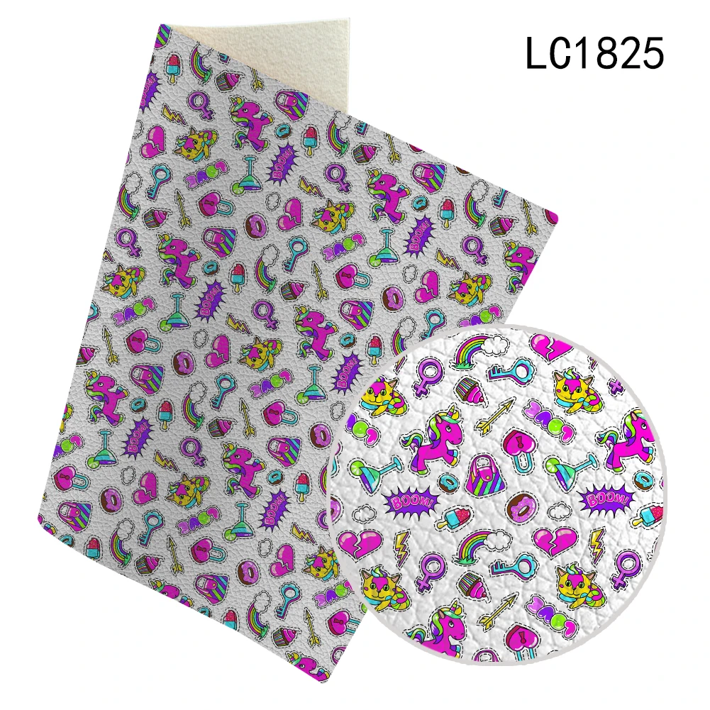 Valentines Day Faux Leather Litchi Rainbow Pattern Printed For Faux Leather Earrings 30X136CM