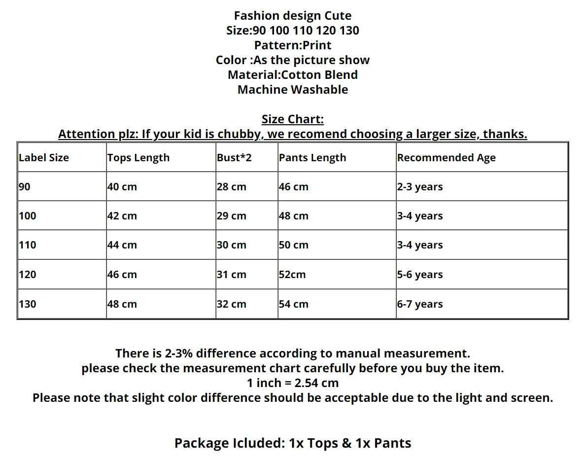 2 Pieces Toddler Children Baby Girl Clothes Set Short Sleeve T-shirt with Long Pants Outfits 2-7 Year Little Girls Clothing