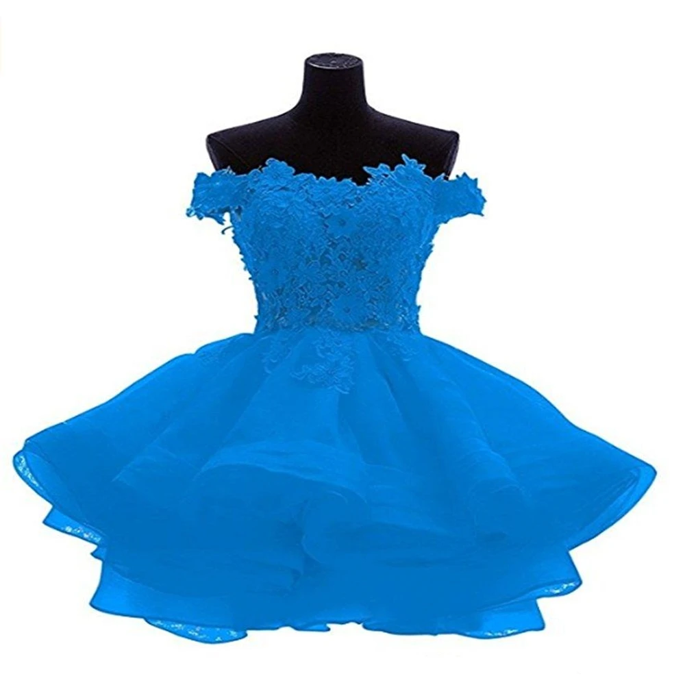 2022 Goedkope Kant Applicaties Organza Korte Prom Homecoming Jurken Plus Size Kralen Kristallen Graduatietoga Cocktail Party Gown