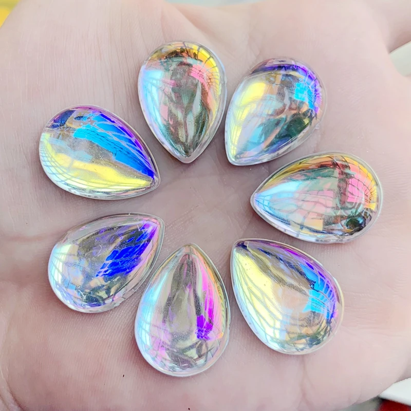 Teardrop Shape AB Clear Resin Rhinestone Flatback Gems Strass Crystal Stones for  Wedding Dress Crafts Decorations W300