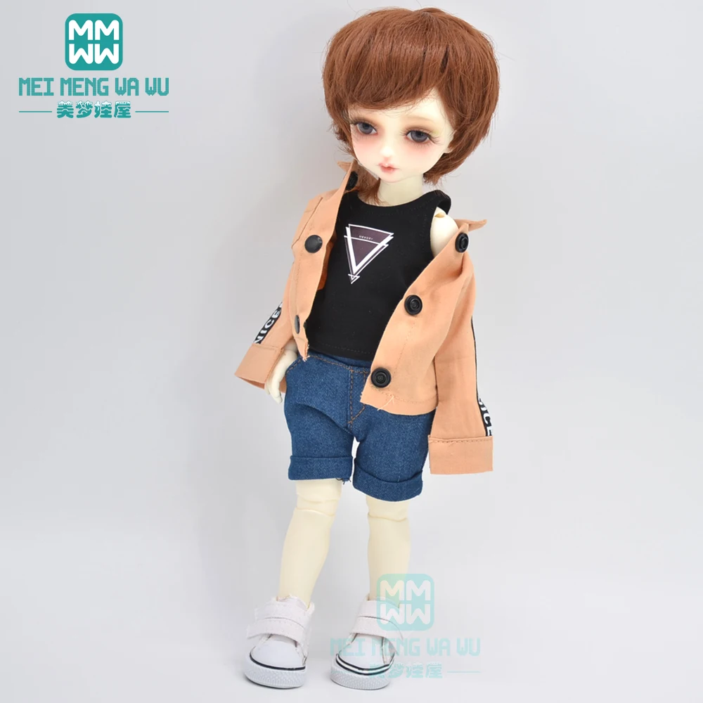 BJD puppe kleidung passt 28-30cm 1/6 MYOU mode pendler shirt, denim shorts, weste