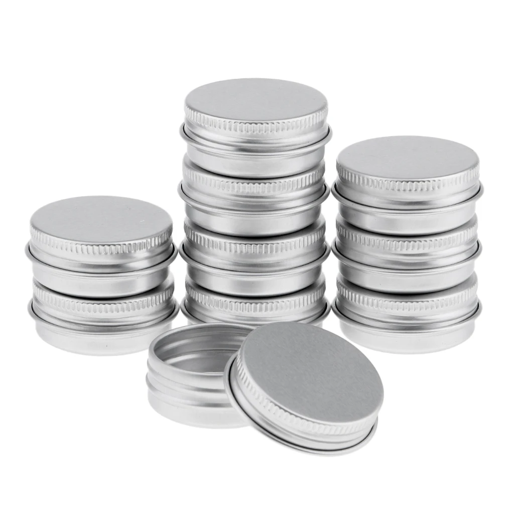 10 Packs 15ml/15g Aluminum Round Tin Jars Cosmetic Empty Screw Lid Cream Containers Lip Balm Cans Flat Top