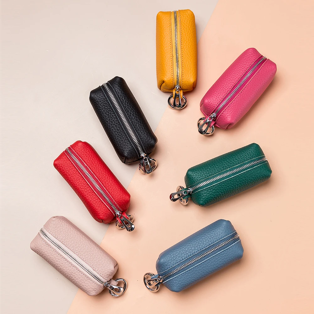 Women Key Keeper Cover for Genuine Leather Car Key Wallets Men Keys Holder Housekeeper Leather Keys Organizer Zipper Coin Purse