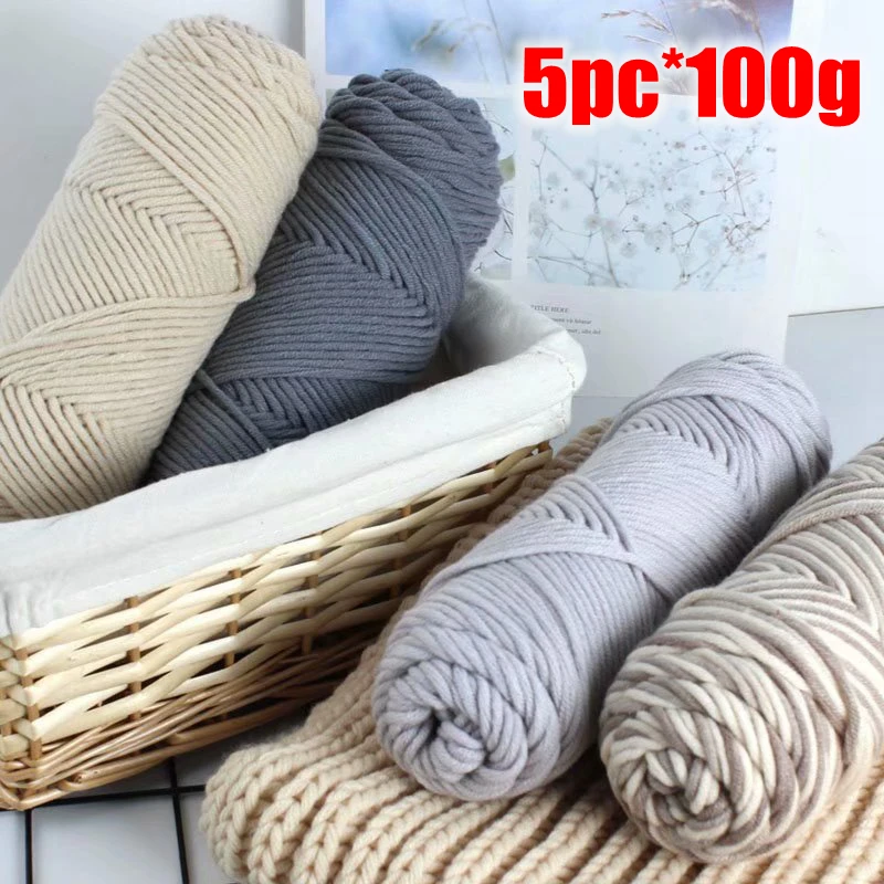 5pcs=500g Hot Sale Thick Cotton Yarn Soft Eco-Friendly Milk Cotton For Hand Knitting Wool Scarf Sweater 8ply