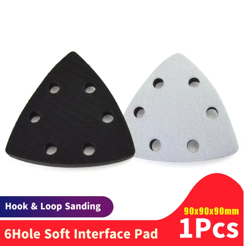 1Pcs 90mm Soft Interface Pad 6 Hole Hook & Loop Sanding Disc Backing Pad Polishing Pad Grinding Tool For Triangle Sander