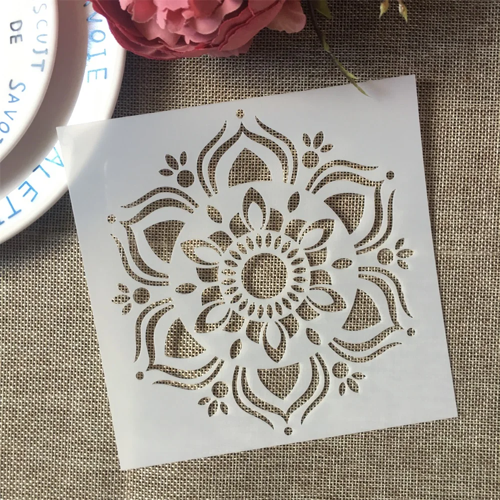 Imagem -05 - Camadas de 15 Centímetros Mandala Geometria Faça Você Mesmo Template Stencils Pintura Coloração Embossing Recados Álbum de Fotos de Parede Decorativo 16 Peças Lote 15 *