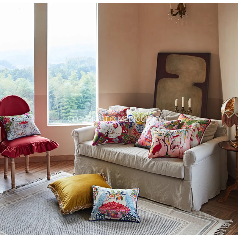 Medicci Home Mystical White Horse Cushion Cover Chinese Traditional Retro Pattern Throw Pillow Case For Sofa Chair Seat Settee