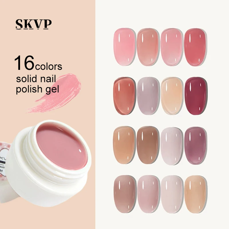 SKVP Clear Nail Varnish Mousse solid UV Gel Nail Polish 10ML Jelly Pink Nude Color Soak off UV LED Nail Art Gel