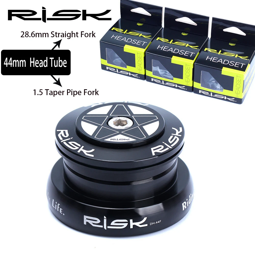 RISK MTB Road Bicycle Headsets 44mm 34/41/41.8/49.7/50.6/55/56mm for Bike 28.6mm 1 1/8 Straight 1.25-1.5