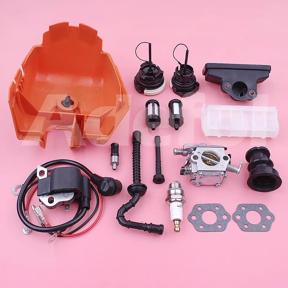 غطاء مرشح الهواء قاعدة ث الإشعال لفائف المكربن عدة ل Stihl MS250 MS230 MS210 بالمنشار 11231401902 1123 358 7701 غطاء زيت الوقود