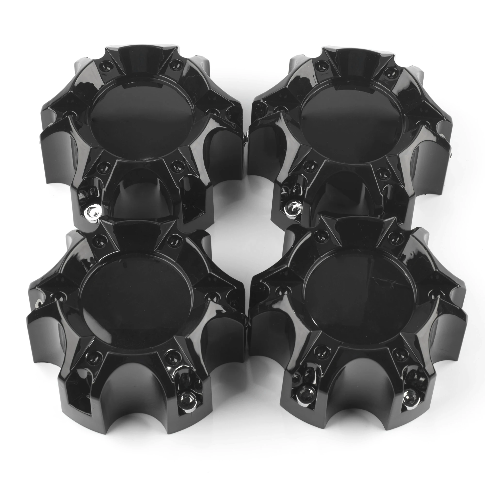 4pcs OD 114mm/4.49in ID 105mm/4.13in Wheel Hub Center Cap Rim Dust Cover 6 Lugs Refits Accessroies Black