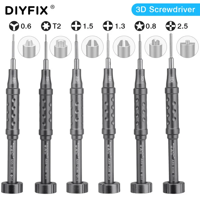 

DIYFIX 3D Multifunction Precision Screwdriver Set For Phones Repair Tool Kit Daily Use ASS T2 Y0.6 Opening Disassemble Kit Screw