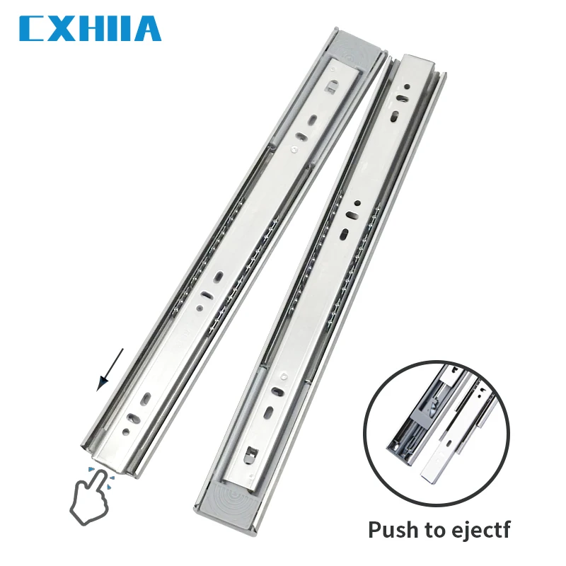 

CXHIA 10-20 Inch Stainless Steel Mute Drawer Slide Rail Three-Section Buffer Track Rebound Damping