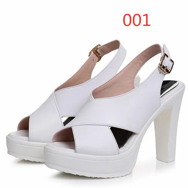 2023 Newest Elegant Open Toe Summer Shoes Woman Cow Leather Sandals Thick With High-heeled Sandals Plus Size Women Shoes Sandals