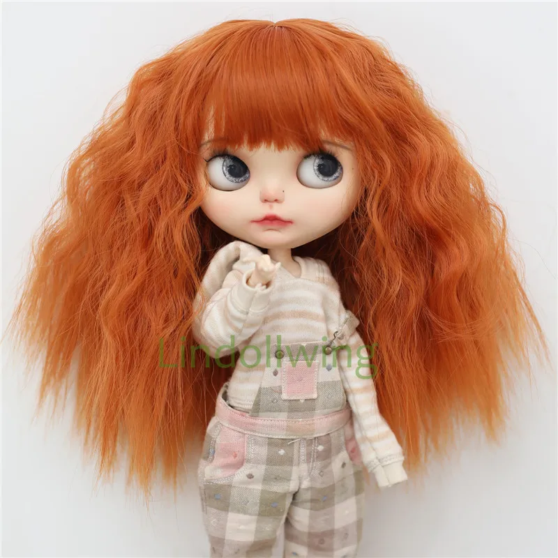 9-10 inch Blyth Wig Long Carrot Orange Curly Hair