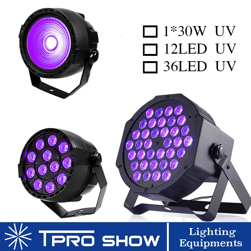 UV Disco Light Ultraviolet LED Strobe Dimming Mini Stage Lights Purple Lamp Projector DMX Blacklight for Small Party Pub DJ Club