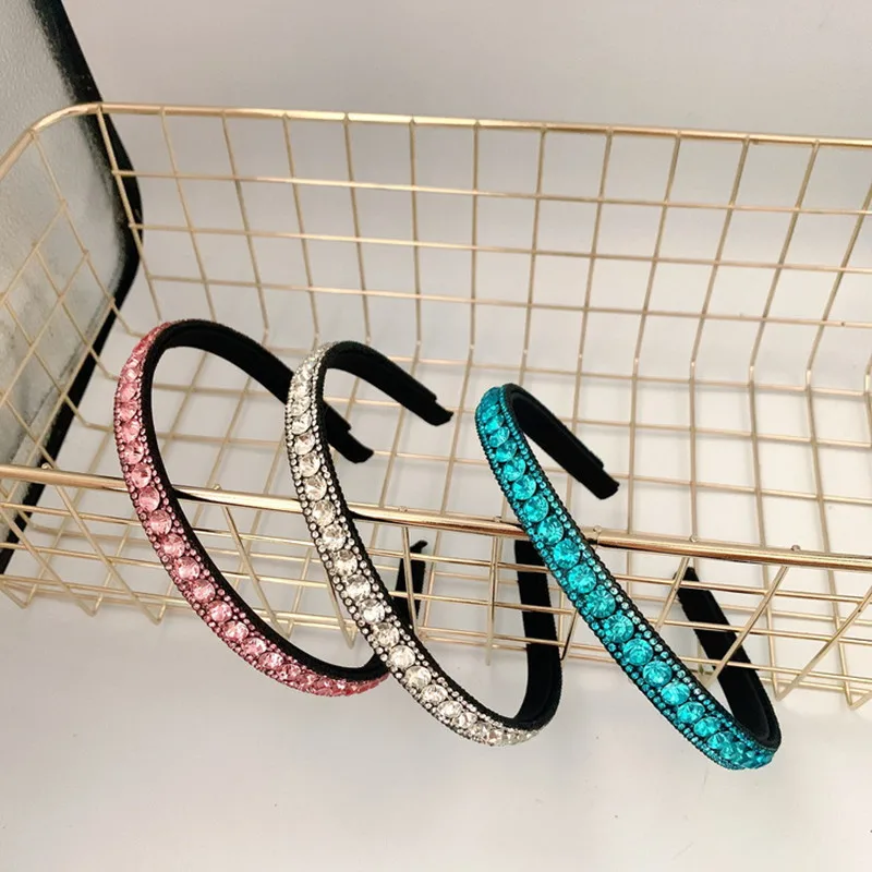2022 Simulated Crystal Luxury Headbands Hairbands Party Queen Sparkly BAROQUE Rhinestone Non-slip Thin Hair Hoops Head Wrap