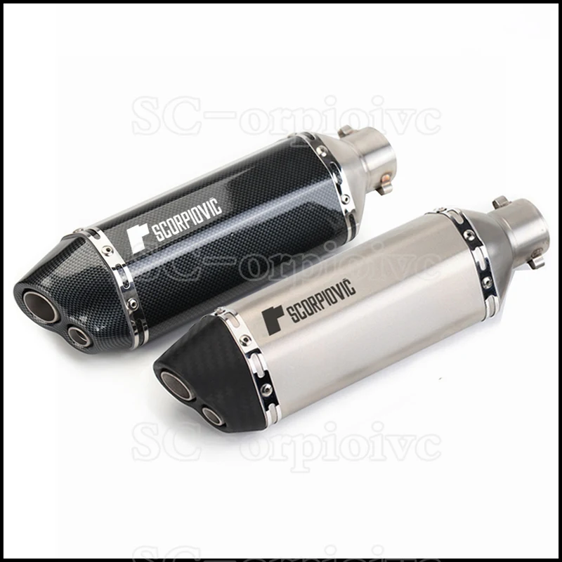 Left Right side Double hole Universal Motorcycle Exhaust Muffler Pipe Escape moto Silencer for FZ1 FZ8 FZ6N R1 R3 R25 Z1000 Z750