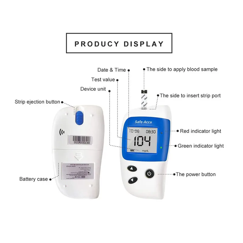 Sinocare Safe Accu2 50/100 kit Diabetes Glucometer GLM /Blood Sugar Meter Diabetes Tester with Test Strips Lancets