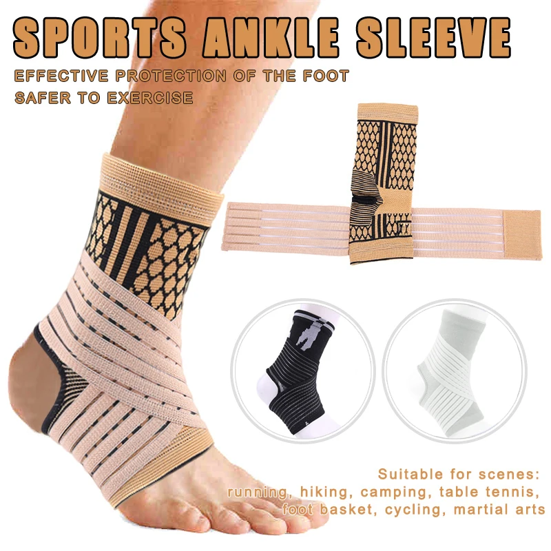 High Elastic Compression Ankle Bandage Brace Support Sports Gym Ankle Brace Foot Protective Gear for Sports Basketball Soccer