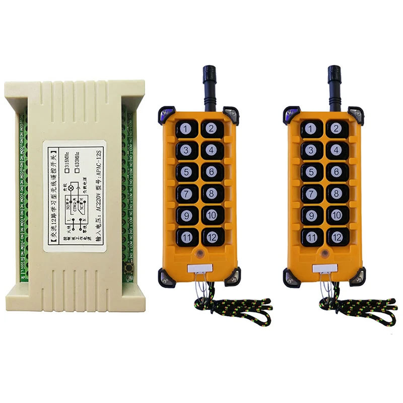 3000m AC220V 12CH Radio Controller RF Wireless Remote Control Overhead travelling crane System Receiver+ Numer button Remote