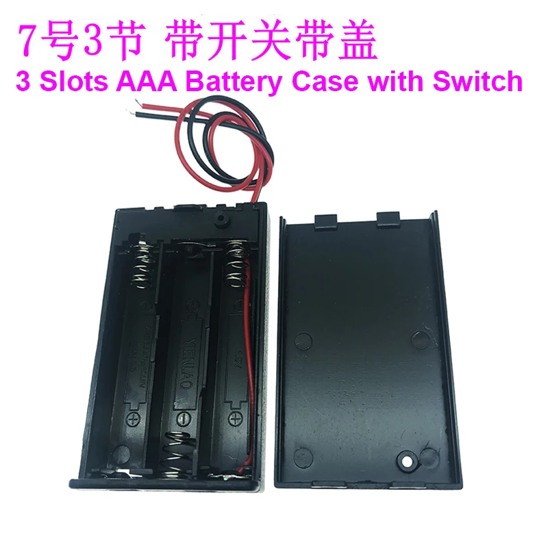 1Pcs AAA Battery Holder Case Box With Leads With ON/OFF Switch Cover 2 3 4 Slot Standard Battery Container Drop Shipping