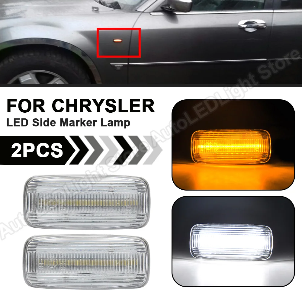 

2Pcs For Chrysler 200 300 2005-2006 Sebring Town & Country LED Front Side Marker Light Turn Signal Lamp LED Position lights