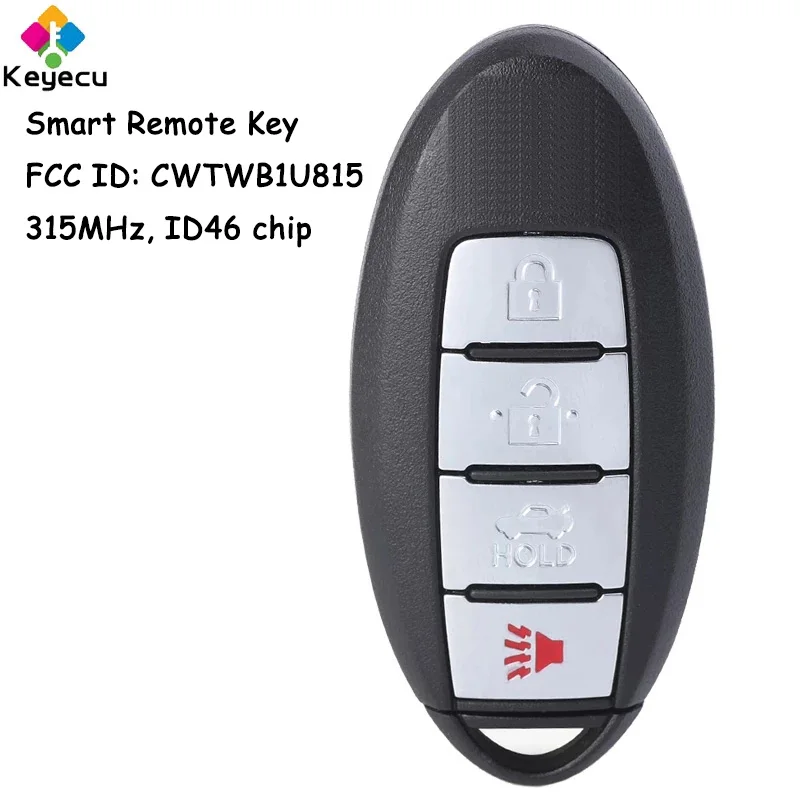 

KEYECU FCC ID: CWTWB1U815 Smart Remote Car Key With 4 Buttons 315MHz ID46 Chip - FOB for Nissan Sentra Versa 2013 2014 2015 2016